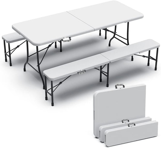 Ensemble Table Pliante et Bancs Pliables